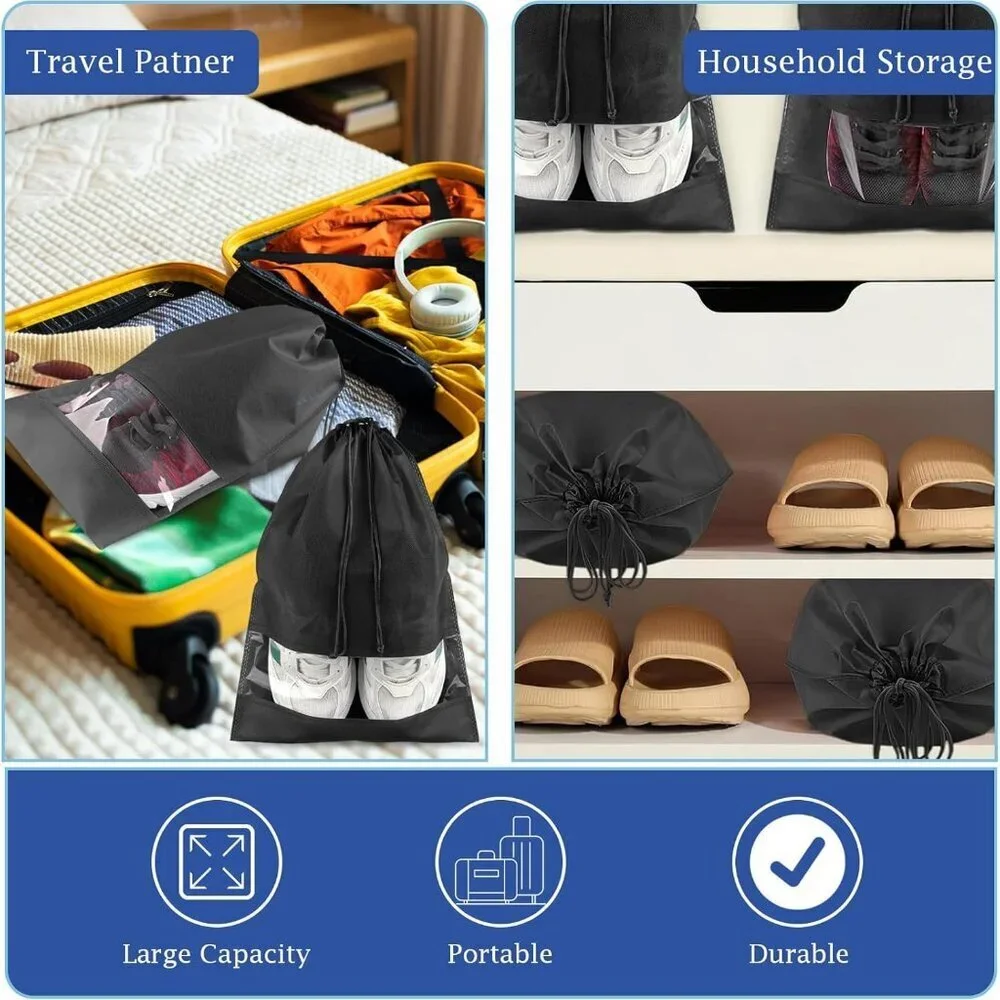 18 Pack Shoe Bags for Travel, Large Travel Shoe Bags for Packing with Clear Wind - Picture 7 of 7